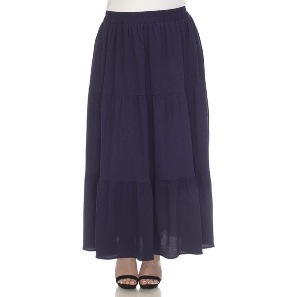 Plus Size Pleated Tiered Maxi Skirt - Picture 2 of 5